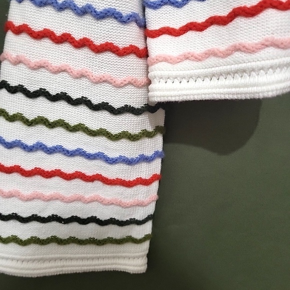 Unworn La Ligne Wool Striped Cotton Collarless Cardigan in White & Multi - Picture 5 of 9